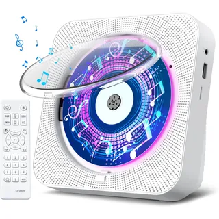 Gueray CD Player Radio mit CD Player Bluetooth Dualmodus mit Lautsprecher Fernbedienung Staubschutz LED-Bildschirm Timer Unterstützt AUX USB TF Karte Wiedergabe