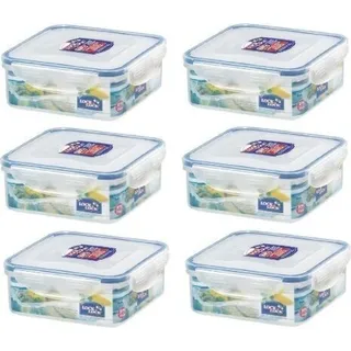Lock & Lock Frischhaltedose quadratisch weiß 0,87 l 6-teiliges Set
