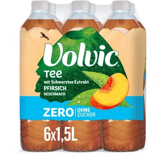Volvic Tee Zero Pfirsichgeschmack – Erfrischungsgetränk aus Schwarztee-Extrakt mit Pfirsichgeschmack – Ohne Zucker, Kalorien und Konservierungsstoffe – 6 x 1,5 l