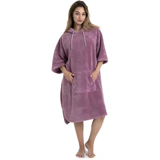 MY HOME Badeponcho MY HOME "Lillou, Surfponcho ideal für Sauna, Spa & im Urlaub" Gr. L, lila (mauve), L:120cm, Microfaser, Hausmäntel, weich und kuschelig, plüsch, Fleece, Unisex, für Damen und Herren