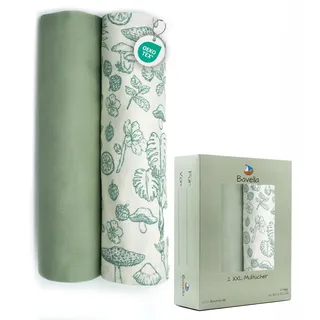 Bavella - 2er Set XXL Musselin Baby Decke & Tuch (ÖKO-TEX Zertifiziert) 100% Baumwolle (120x120cm) - Spuck-Tücher, Pucktuch & Musselin-Tuch für Jungen & Mädchen, Spucktuch & Baby-Decke nachhaltig