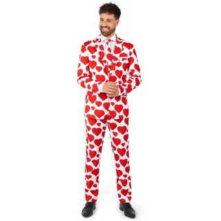 SuitMeister Partyanzug Valentinstags Herz Kostüm Anzug - für Karneval, Ein Anzug mit ganz viel Herz! rot L