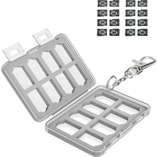 Flashwoife, 16 x MicroSD, Aufbewahrung Speicherkarten Etui Box, Kettenanhänger, transparent