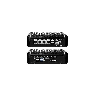 Glovary Mini Firewall PC N100 4 Core, 4 x i226V 2.5GbE LAN OPNsense Hardware, DDR5 8GB RAM 128GB SSD, Fanless Micro Computer Router Appliance, AES-NI, 2HD, DP, USB-C, 2 x NVMe, 2 x SATA3.0