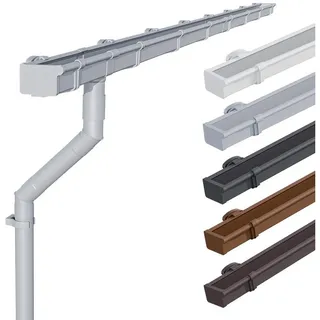 Inefa Dachrinnen Set PVC 3m NW 68 Kastenrinne Grau Dachentwässerung