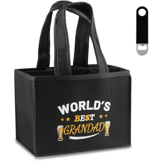 Belillpipi Geschenk Opa Geburtstag Männerhandtasche Bier Flaschentasche mit Stickmuster,Bier Geburtstagsgeschenk für Opa, Lustige Geschenke für Opa, Flaschenträger 6 flaschen mit Flaschenöffner