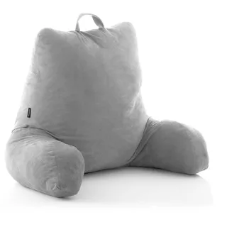 InnovaGoods Huglow Lesekissen mit Armlehne, für Sofa, Bett und Teppich, Lendenwirbel-Lesekissen mit Tragegriff, ergonomisch, verhindert Unbehagen und Schmerzen, Grau