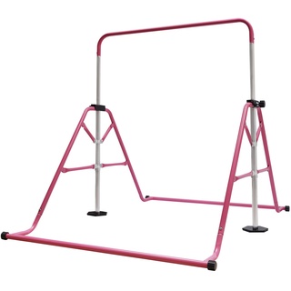 ROGONPDK Gymnastik Turnreck Kinder Gymnastics Bar Kinder Gymnastik Turnreck Höhenverstellbare Turnstangen Reckstange Horizontale Stange Faltbar Turntrainingsgeräte Rosa