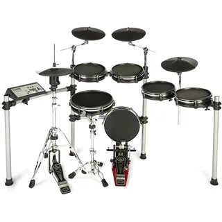 Fame Hybrid Pro E-Drum Set, Elektronisches Schlagzeug mit Gewebefellen, Stereo Mesh-Pads, 12“ Snare und Kick Pad, echter HiHat, 400 Sounds und Software Editor