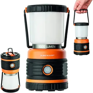 DUNLOP Outdoor Camping Leuchte LED | 1000 Lumen | 4 Leuchtmodi | Dimmbar | Stoßfest, Kratzfest+ Spritzwasser geschützt IP44 | 46 SMD | ohne Standby LED (Orange)