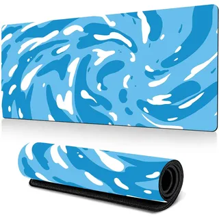 Hixingo XXL/XL/L Mauspad mit Abstraktem Wirbel, Anti-Rutsch Gummiboden, Vernähte Kanten für Büro und Zuhause (1200x600x3mm, Blau)