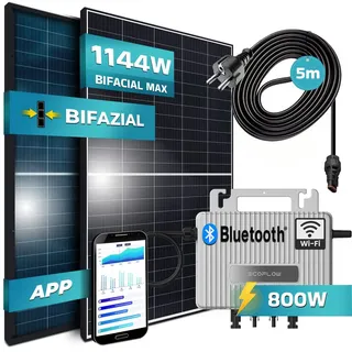 Bifazial 800 W inkl. Eco Flow 800 W Wechselrichter, 2x 440 W Solarmodule