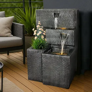 Springbrunnen "Grada" Bepflanzbar mit LED Beleuchtung, Wasserfall Gartenbrunnen Kaskade Terrassenbrunnen