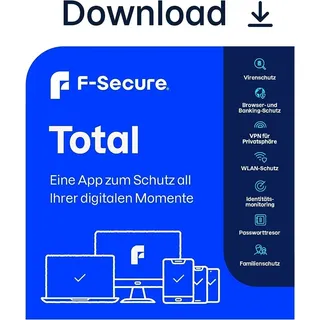 F-Secure Total Security 2026, inkl. VPN - 1/3/5/10 Geräte - 1 oder 2 Jahre, Download