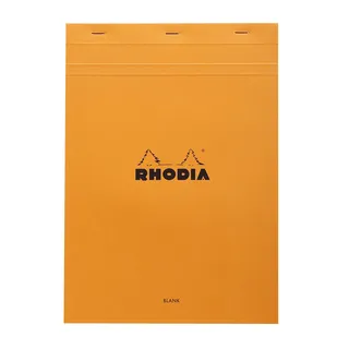Rhodia 18000C - Notizblock (geheftet, mikroperforiert, blanko, A4, 80 g, 21 x 29,7 cm, 80 Blatt) orange