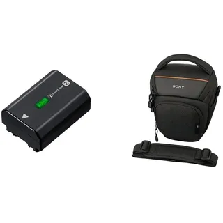Sony NP-FZ100 Akku (InfoLITHIUM-Akku Z-Serie, 7,2V/16,4Wh, kompatibel mit Sony Alpha 9,Alpha 7RM4, Alpha 7RM3, Alpha 7M3, Alpha 6600) schwarz & LCS-AMB Kameratasche für Sony Alpha-Kamera, Schwarz