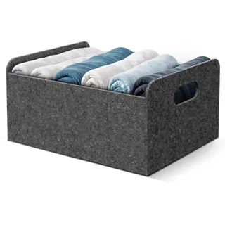 Bada Bing stabiler Filzkorb in grau für Regal und Kleiderschrank - faltbarer Organizer mit Unterteilung - kleiner Faltkorb zur Aufbewahrung - Aufbewahrungsbox aus Filz Korb Box