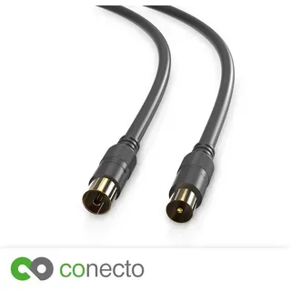conecto conecto HQ TV Antennenkabel - 4K UHD 1080p FULL HD HDTV 3D - (TV-Steck SAT-Kabel, (50 cm) schwarz