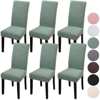 YISUN Stuhlhussen 6er Set Universal Jacquard Blätter Abnehmbarer Waschbarer