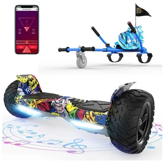 RCB TECH Balance Scooter Kart Set, 8,5'' Off-Road SUV Hoverboard mit Sitz, Go-Kart, APP, Bluetooth blau