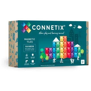 Connetix Rainbow Rectangle Pack verstärkte Magnete pädagogisches Lernspiel Magnetspielbausteine, (Open Play, 18 Teile), ab 3 Jahren