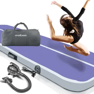 Vendomnia Track 1 2 3 4 aufblasbar, mit Pumpe, Air Turnmatte, Tumbling Gymnastikmatte, | Herablue-Grey