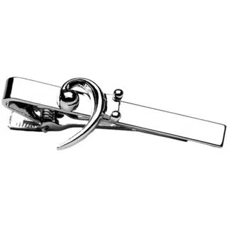 Bass Clef Music Symbol Silver Tie Clip In Presentation Box