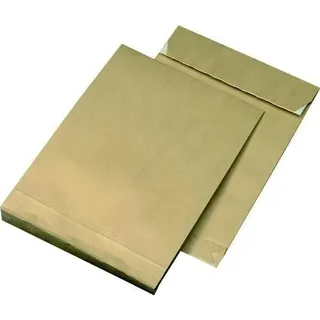 50 x braune Faltentaschen DIN B4 250× 353 mm 130g Versandtaschen selbstklebend ohne Fenster - Versandtaschen B4 mit 4 cm Bodenfalte - Versandtüten Brief-Kuverts große Umschlagtaschen (50)