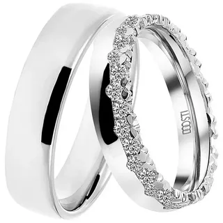 DOOSTI Trauring Schmuck Geschenk Silber 925 Trauring Ehering Partnerring LIEBE, wahlweise mit oder ohne Zirkonia silberfarben 56
