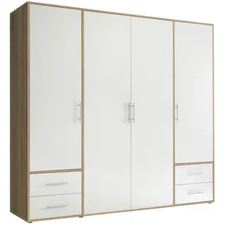 SchlafKONTOR Kleiderschrank Valencia weiß Sonoma Eiche - 206 cm