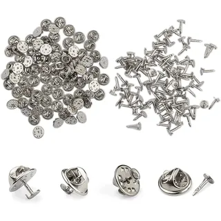 Verschlussstifte,50 Stück Silber Sicherungsstift Anstecknadeln zum Basteln zur Befestigung von Verschlüssen Displaybüchern Namensschildern Haken Kunsthandwerk DIY kein Werkzeug Erforderlich Silber