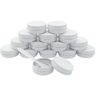 Wopanxye 15 Stück 15g weiße runde Metalldosen in Reisegröße, 15ml Aluminium dosen mit Schraub deckel für Make-up Kosmetik Proben, Nägel, Lipgloss-Balsam, Salbe, Gewürze, Süßigkeiten, Kerze, Tee
