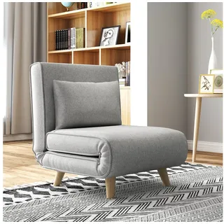 Homcom Schlafsessel 3 in 1 Polyester 72 x 79 x 78 cm Hellgrau mit Lendenkissen