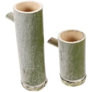 TOPPERFUN 2 Stück Bambus Brunnenausläufe für Aquarium und Garten Vielseitig Elegant Grün Praktische Dekoration für Terrassenbrunnen und Zimmerbrunnen