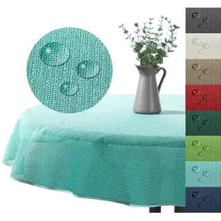 heimtexland Gartentischdecke Outdoor Tischdecke Garten Balkon Camping Tischdeko (Stück 1-tlg, 1), wetterfest I robust I UV-beständig I rutschfest I waschbar blau rund | 140 cm x 140 cm