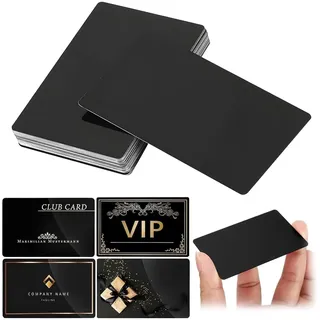 50 Stück 86X54mm Aluminiumlegierung Visitenkarte, Metall Visitenkarten Rohlinge,Metallkarten,visitenkarten metall rohling,Gravierte Visitenkarten Aluminium,Visitenkarten Blanko (schwarz)