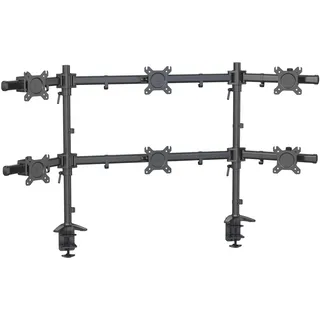 HFTEK - Tischhalterung für 6 Monitore von 15 bis 27 Zoll VESA 75/100 Bildschirmhalterung Monitorständer Fernseher Halterung - MS626C-N -Individuell umrüstbar