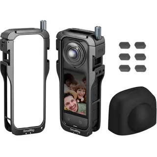 SMALLRIG Cage für Insta360 x5, Robuste Schutzhülle aus Aluminiumlegierung für Insta360 x5 mit Schnellverschluss, Integrierten Cold Shoe-Halterungen, mit Silikon-Objektivschutzkappe – 5195