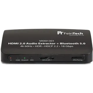 FeinTech VAX01301 HDMI Audio Extractor mit Bluetooth Sender und ARC, Switch Box