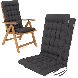 HAVE A SEAT Living - Hochlehner Auflagen (2 St.) - Bequeme Polsterauflagen für Hochlehner - Wetterfest, Waschbar bis 95°C, Orthopädisch - Made in Germany (2er Set - 120x48 cm, Grau/Anthrazit)