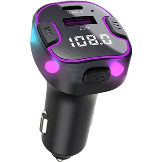 astraveo Zigarettenanzünder USB C Auto Ladegerät Bluetooth 5.3 FM Transmitter für iPhone 17 16 15 14 Samsung Galaxy S26 S25 S24 S23 S22 Andorid - Schwarz