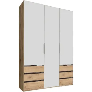 Level 150 x 216 x 58 cm Plankeneiche Nachbildung/weiß mit Schubladen