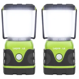 LE LED Campinglampe, Ultra Hell 1000 Lumen, 4 Leuchtmodi Dimmbar Suchscheinwerfer, Batteriebetrieben Notfallleuchte für Stromausfällen, Wandern, Notfall, Ausfälle und so weiter, 2 Stück