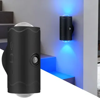 Kertaym 2 Stück Treppenlicht Mit Bewegungsmelder, USB Nachtlicht Mit 1200mAh Akku, RGB-Farbwechsel Und Dreifarbverlaufsmodus Für Treppenbeleuchtung/Nachtlicht (Schwarz)