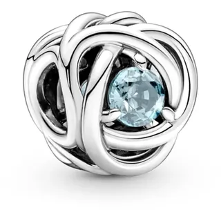 Pandora März Geburtsstein Meer Aquablauer Ewigkeitskreis Charm aus Sterling-Silber mit Kristallen, 790065C09