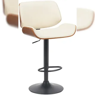 CLP Barhocker Beverley Kunstleder, Barstuhl mit Lehne höhenverstellbar und drehbar, Tresenstuhl aus Holz, mit Fußstütze