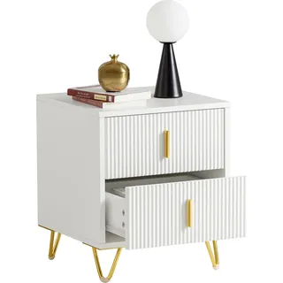 SoBuy Nachttisch mit 2 Schubladen 40 x 47 x 40 cm Weiß