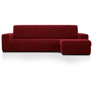 MAXIFUNDAS FUNDAS DE SOFA & CHAISE LONGUE. Bezug für Chaiselongue, sehr elastisch, Relief, kurzes Eckteil rechts (vorne schauen), Rot, sehr elastischer Sofabezug für Chaiselongue-Sofas