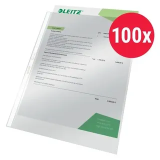 Leitz Prospekthülle DIN A4 Transparent 80 Mikron PVC (Polyvinylchlorid) Öffnung oben 11 Löcher 4712 100 Stück