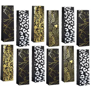 laro Geschenkbox Geschenktüten mit Henkel Flaschentüten Gold Silber Geprägt 12-96stk (12 St) silberfarben